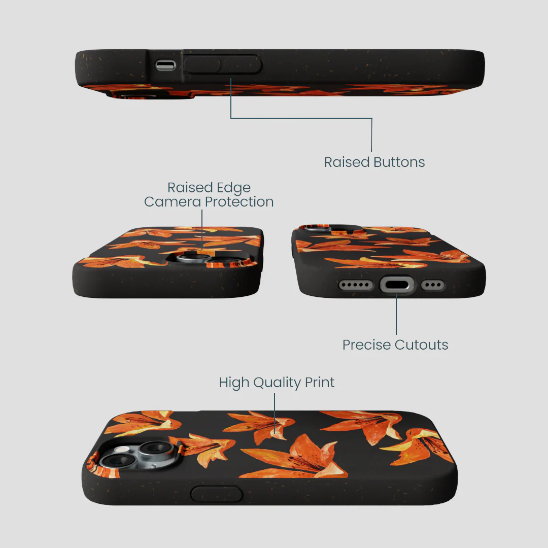 Black Tiger Lily iPhone 15 Case - Image 3