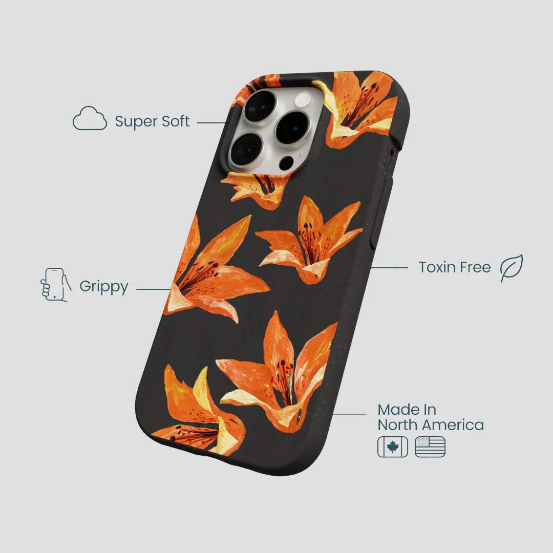 Black Tiger Lily iPhone 15 Pro Case - Image 4