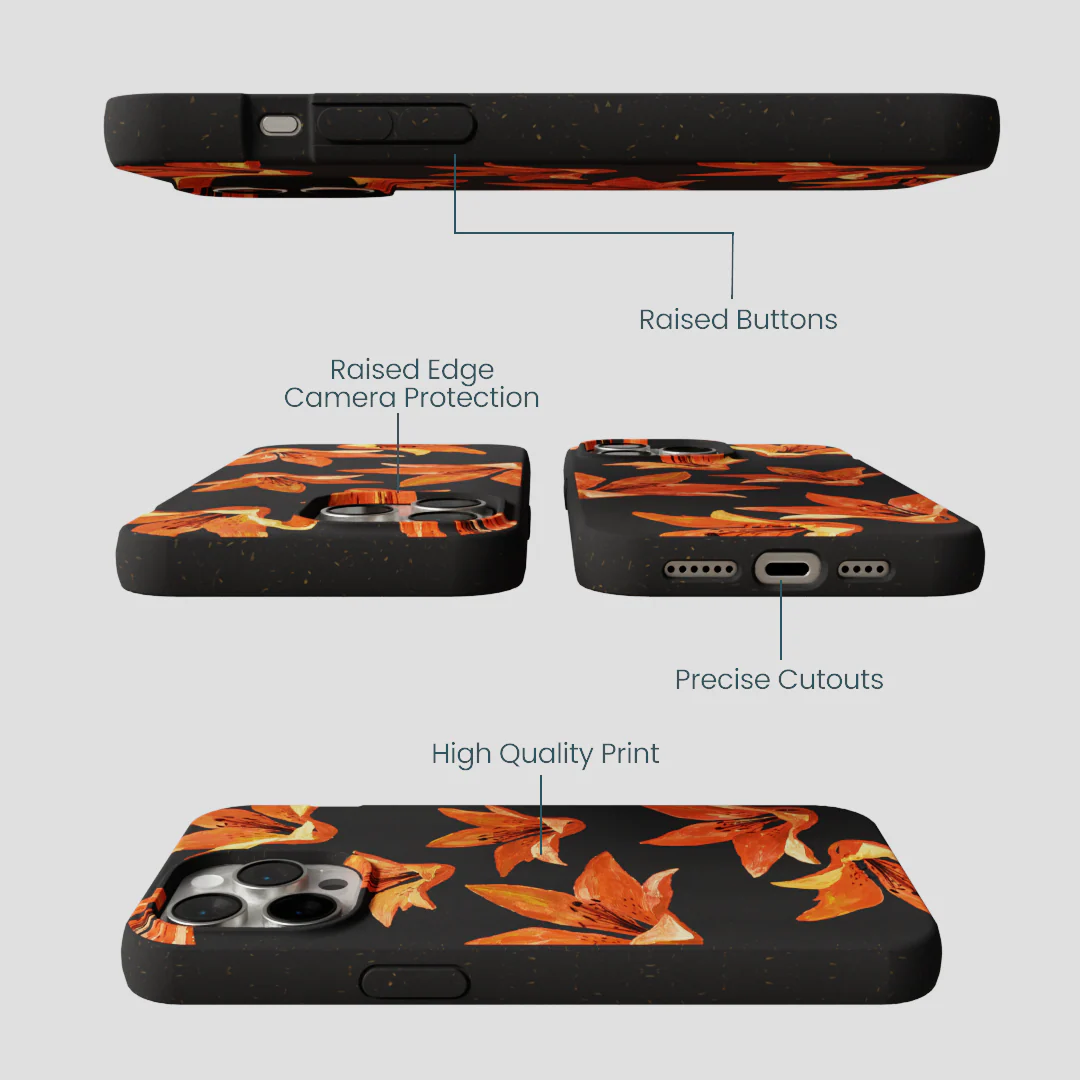 Black Tiger Lily iPhone 15 Pro Max Case - Image 3