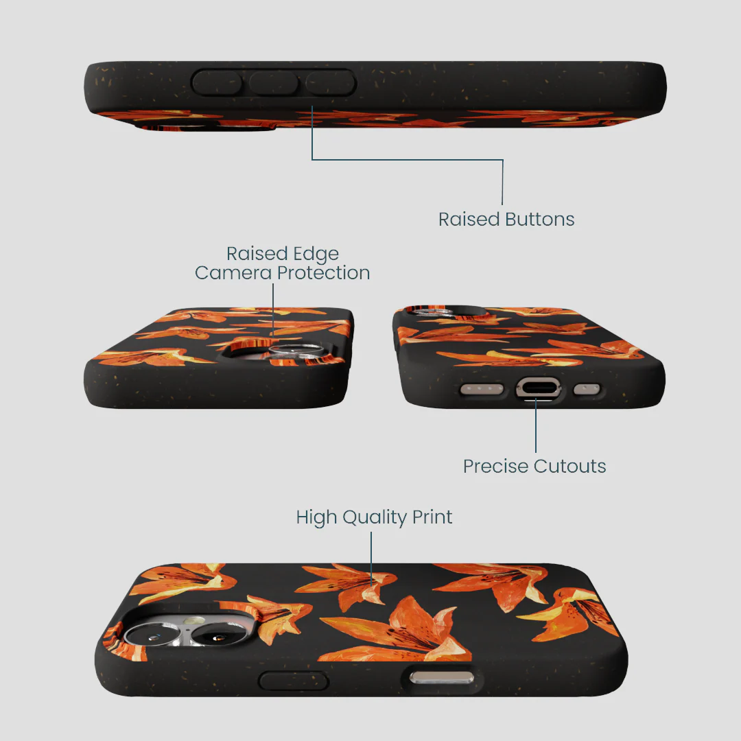 Black Tiger Lily iPhone 16 Case - Image 3
