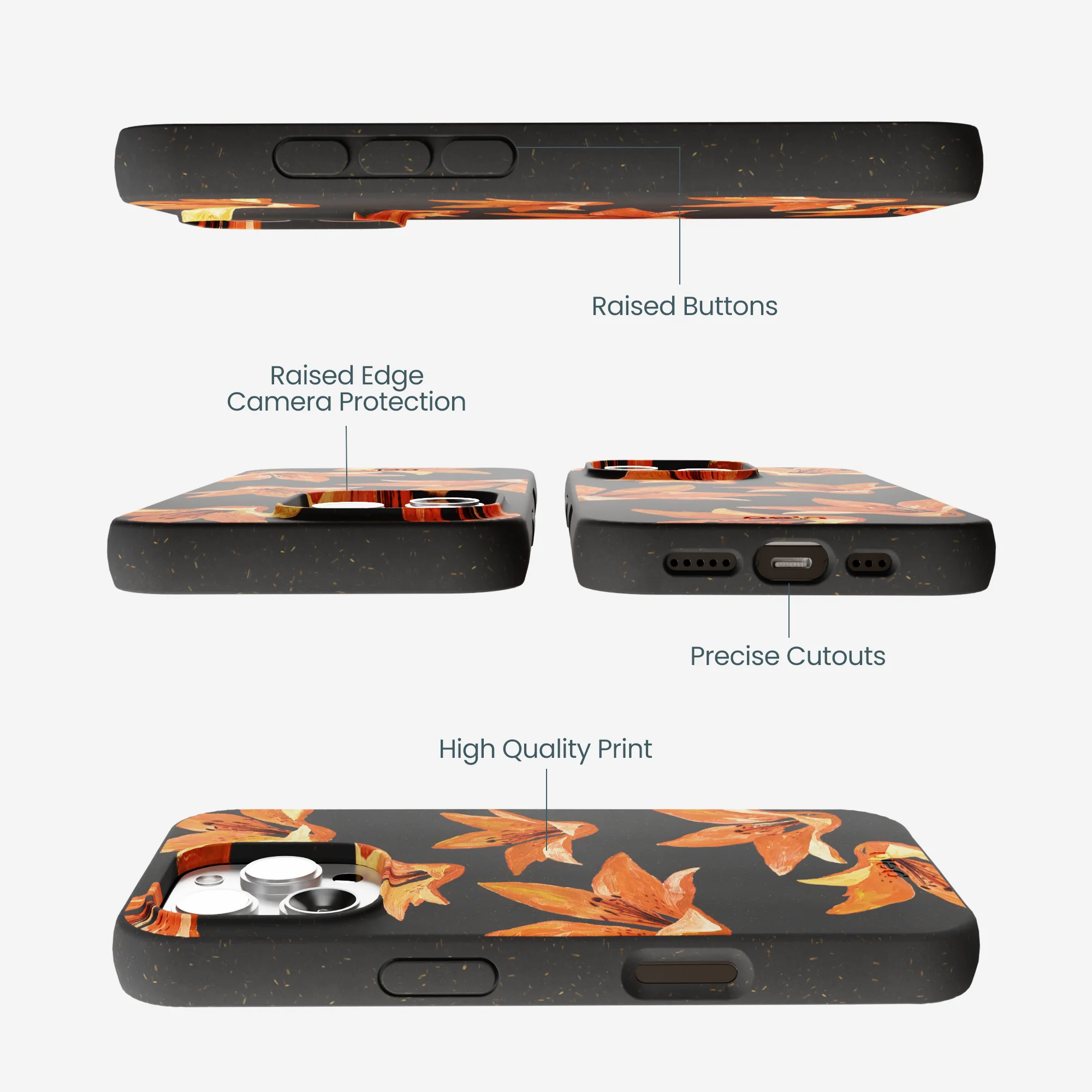 Black Tiger Lily iPhone 16 Pro Max Case - Image 3