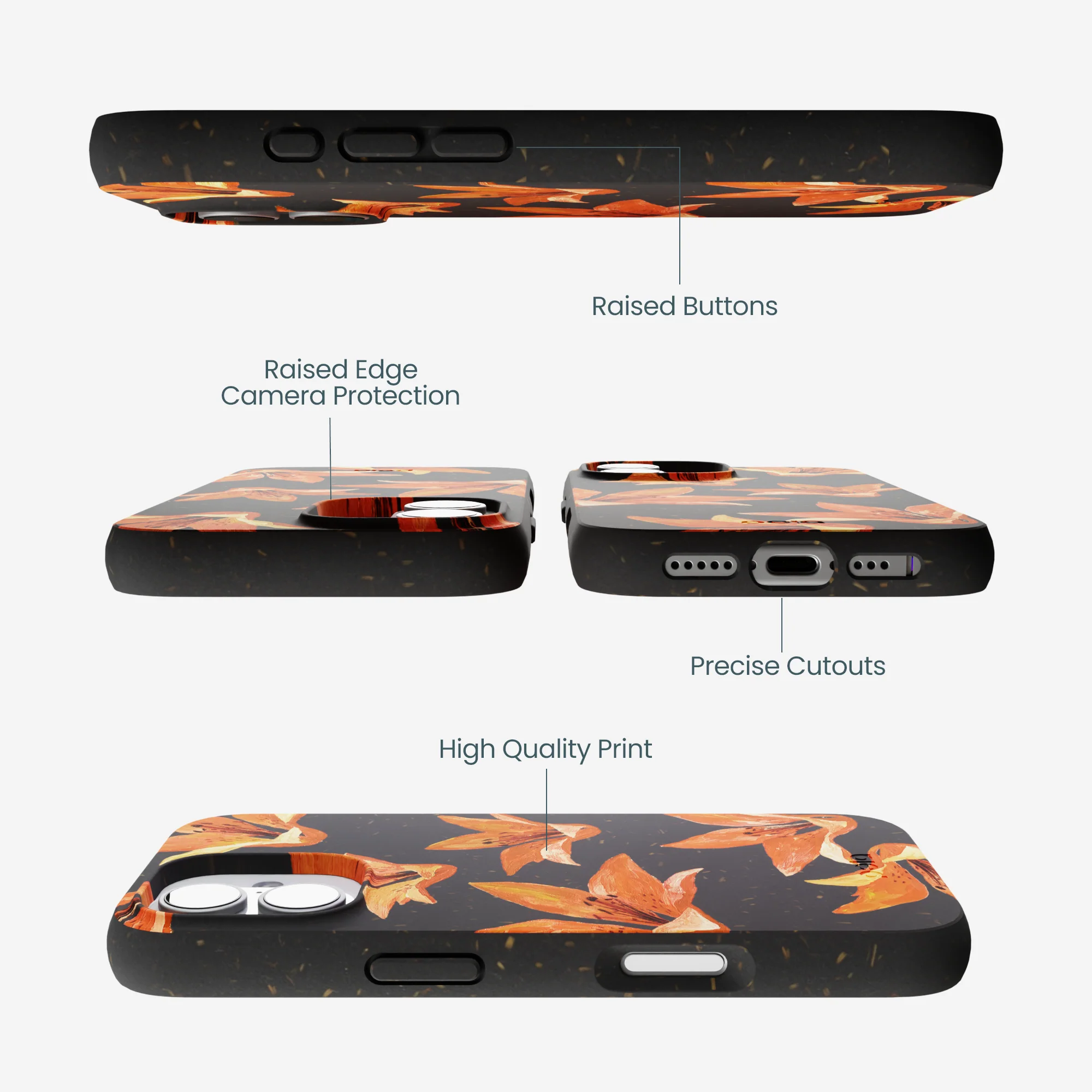 Black Tiger Lily iPhone 17 Case - Image 3