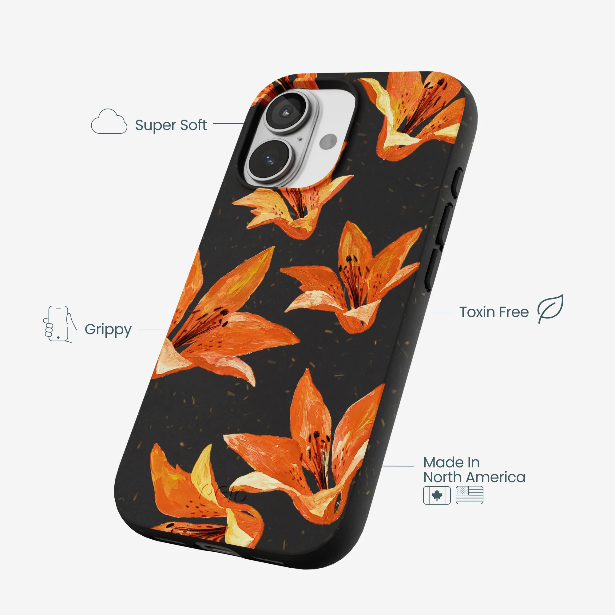Black Tiger Lily iPhone 17 Case - Image 4