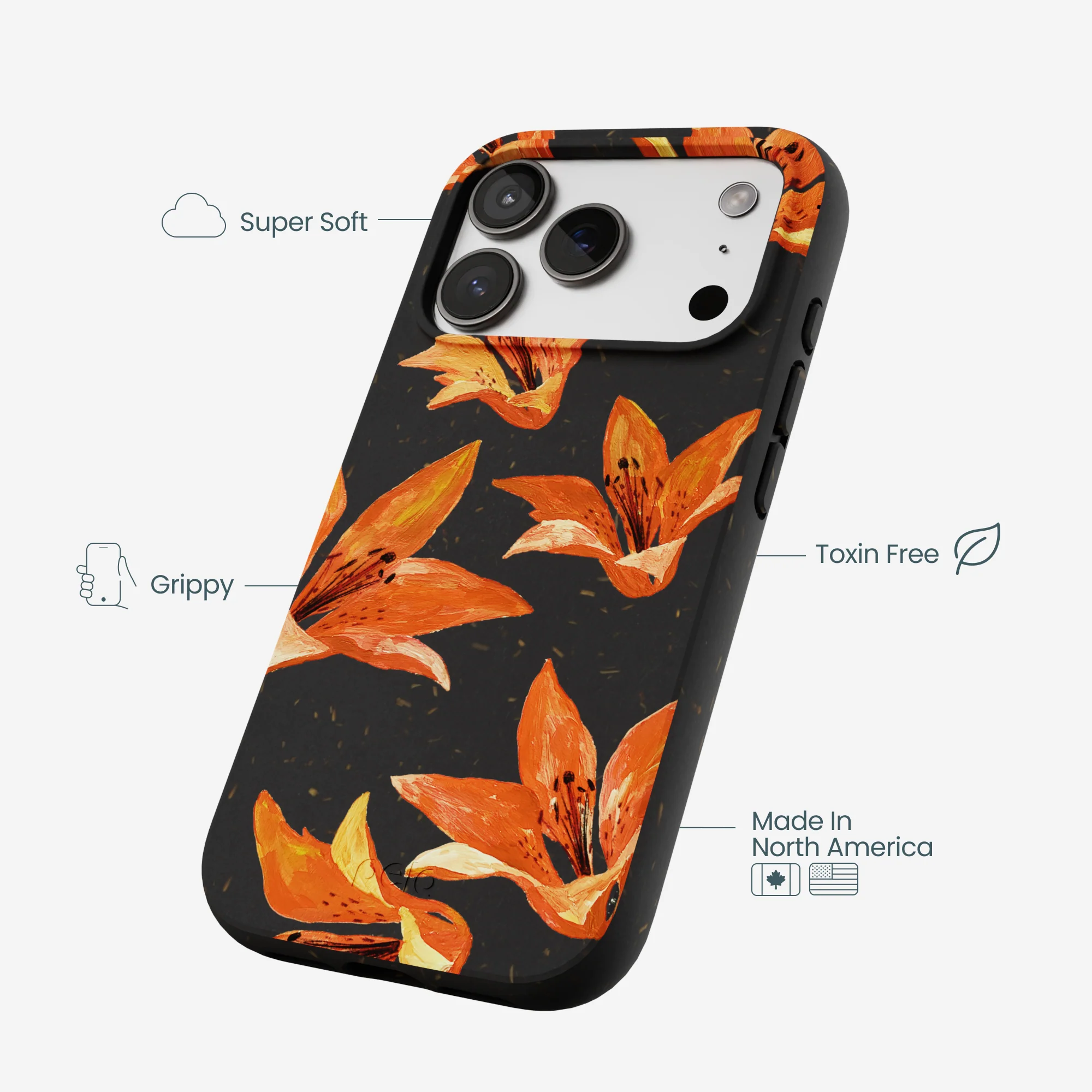 Black Tiger Lily iPhone 17 Pro Case - Image 4