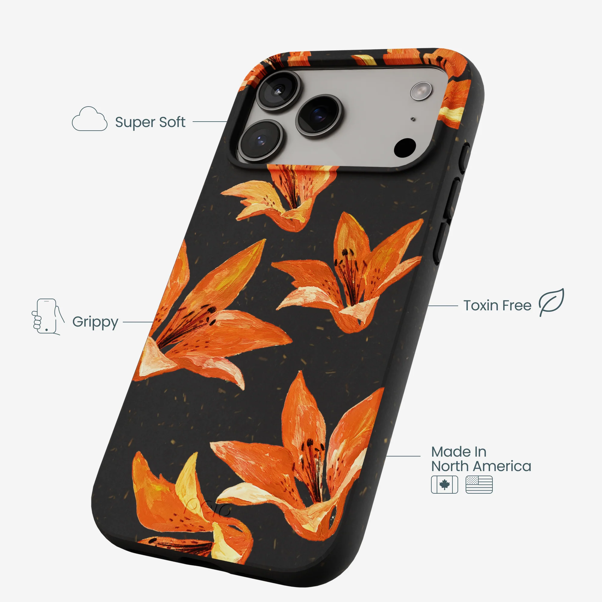 Black Tiger Lily iPhone 17 Pro Max Case - Image 4