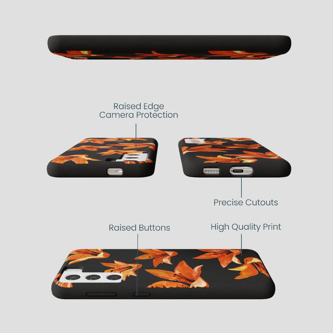 Black Tiger Lily Samsung Galaxy S21 Case - Image 3