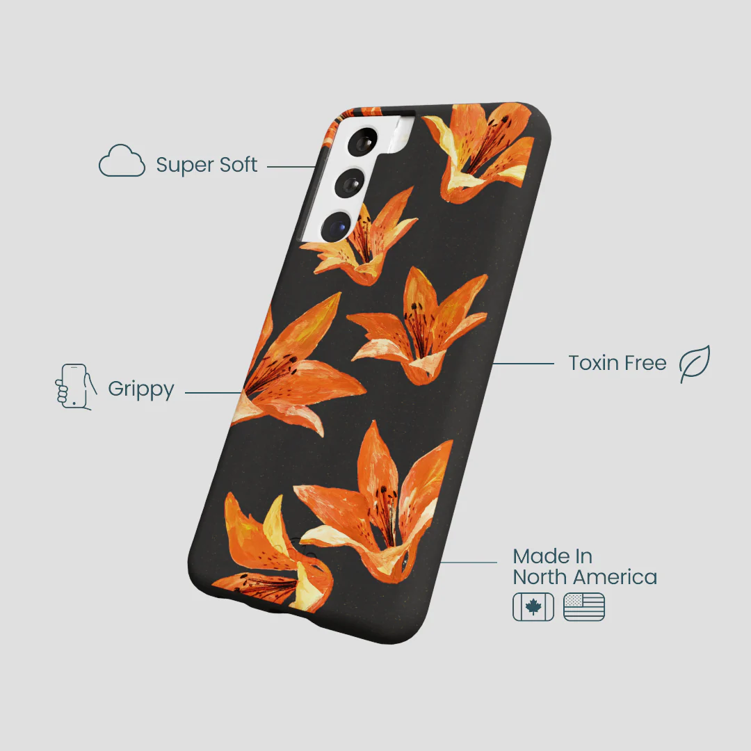 Black Tiger Lily Samsung Galaxy S21 Case - Image 4