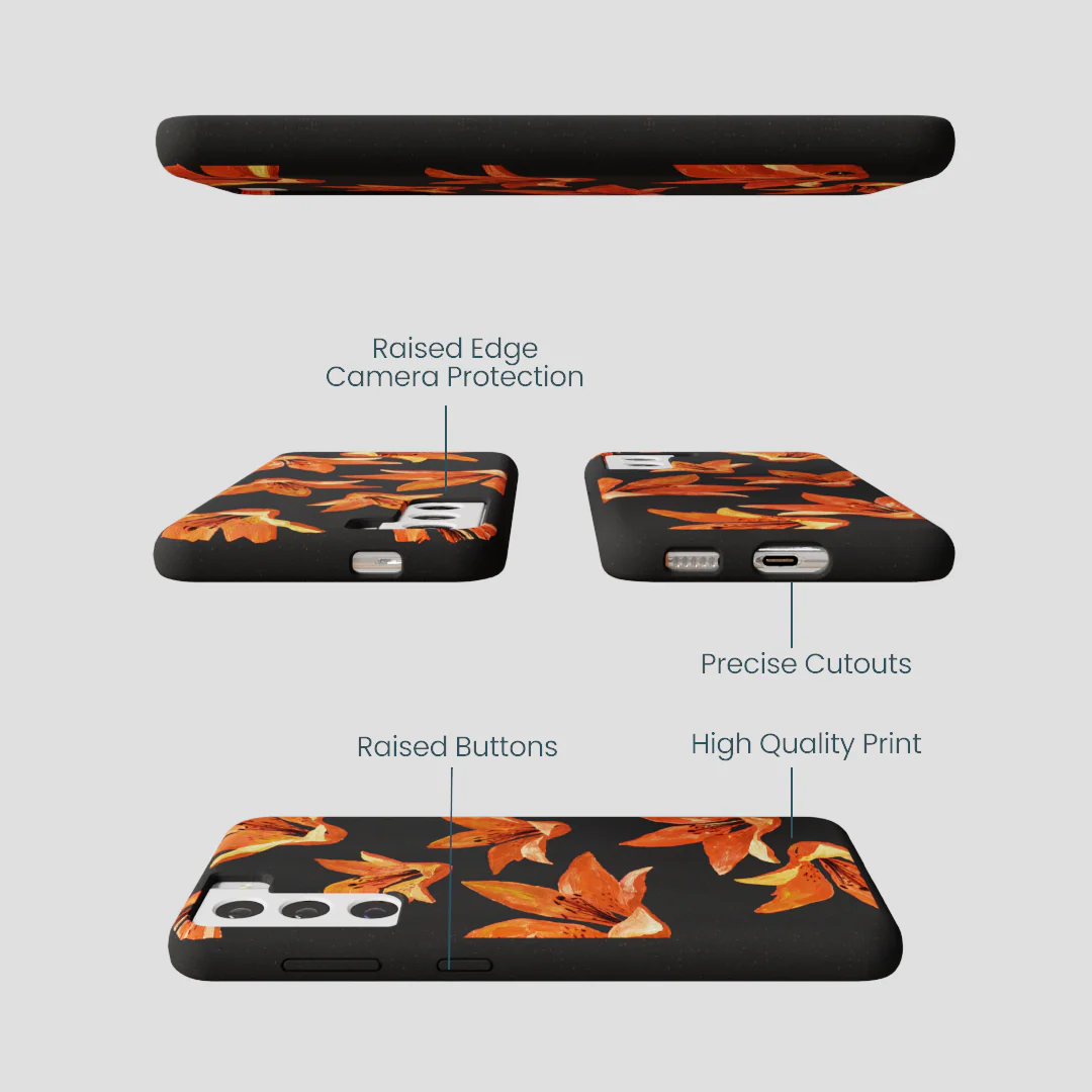 Black Tiger Lily Samsung Galaxy S22 Case - Image 3
