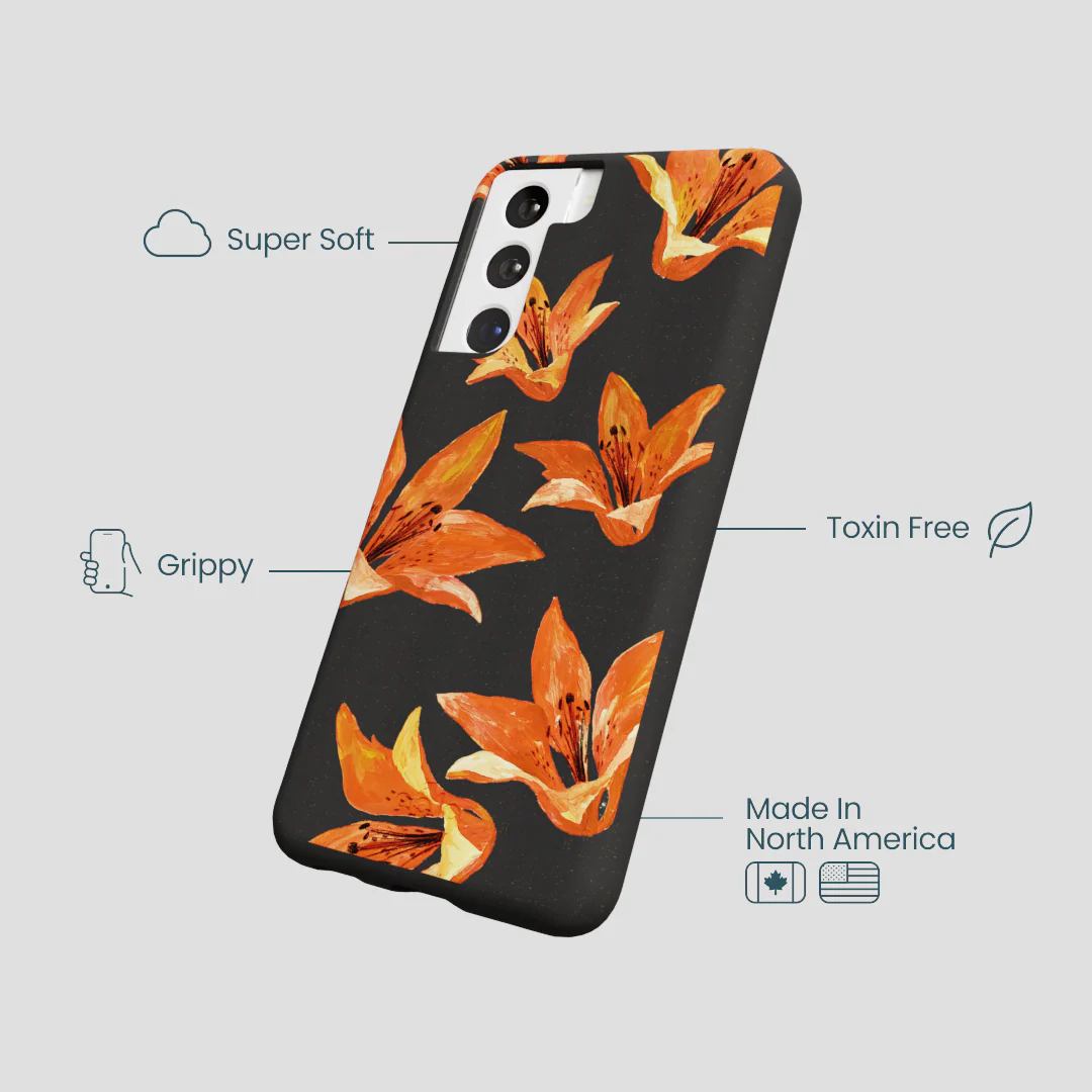 Black Tiger Lily Samsung Galaxy S22 Case - Image 4