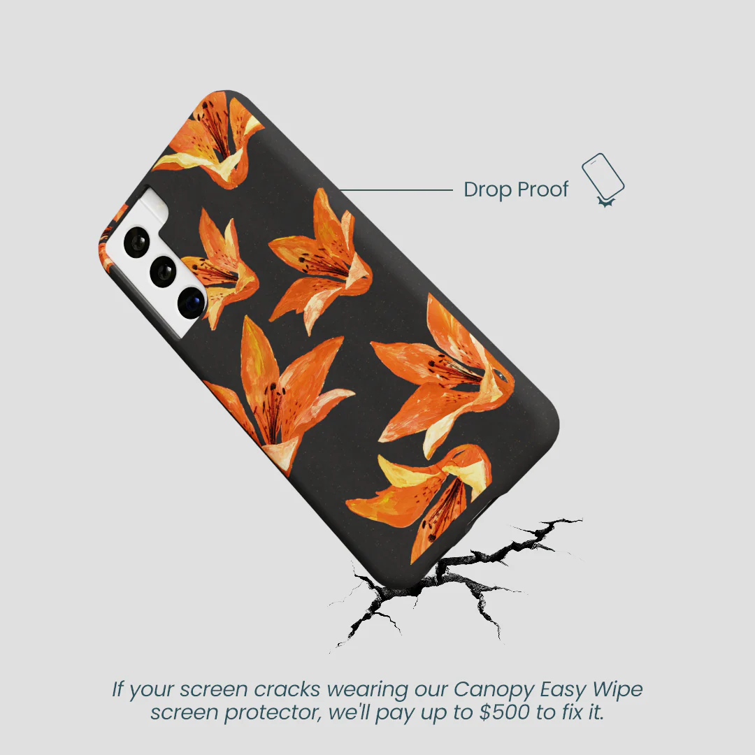 Black Tiger Lily Samsung Galaxy S22 Case - Image 5
