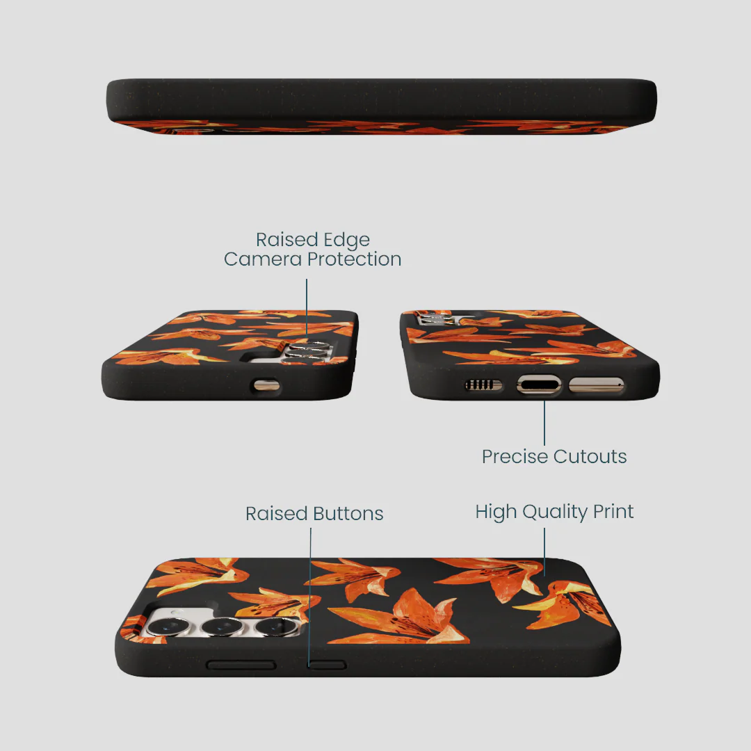 Black Tiger Lily Samsung Galaxy S23 Case - Image 3