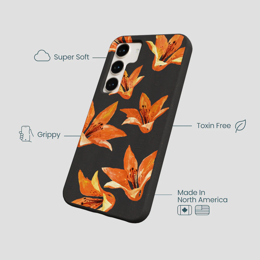 Black Tiger Lily Samsung Galaxy S23 Case - Image 4