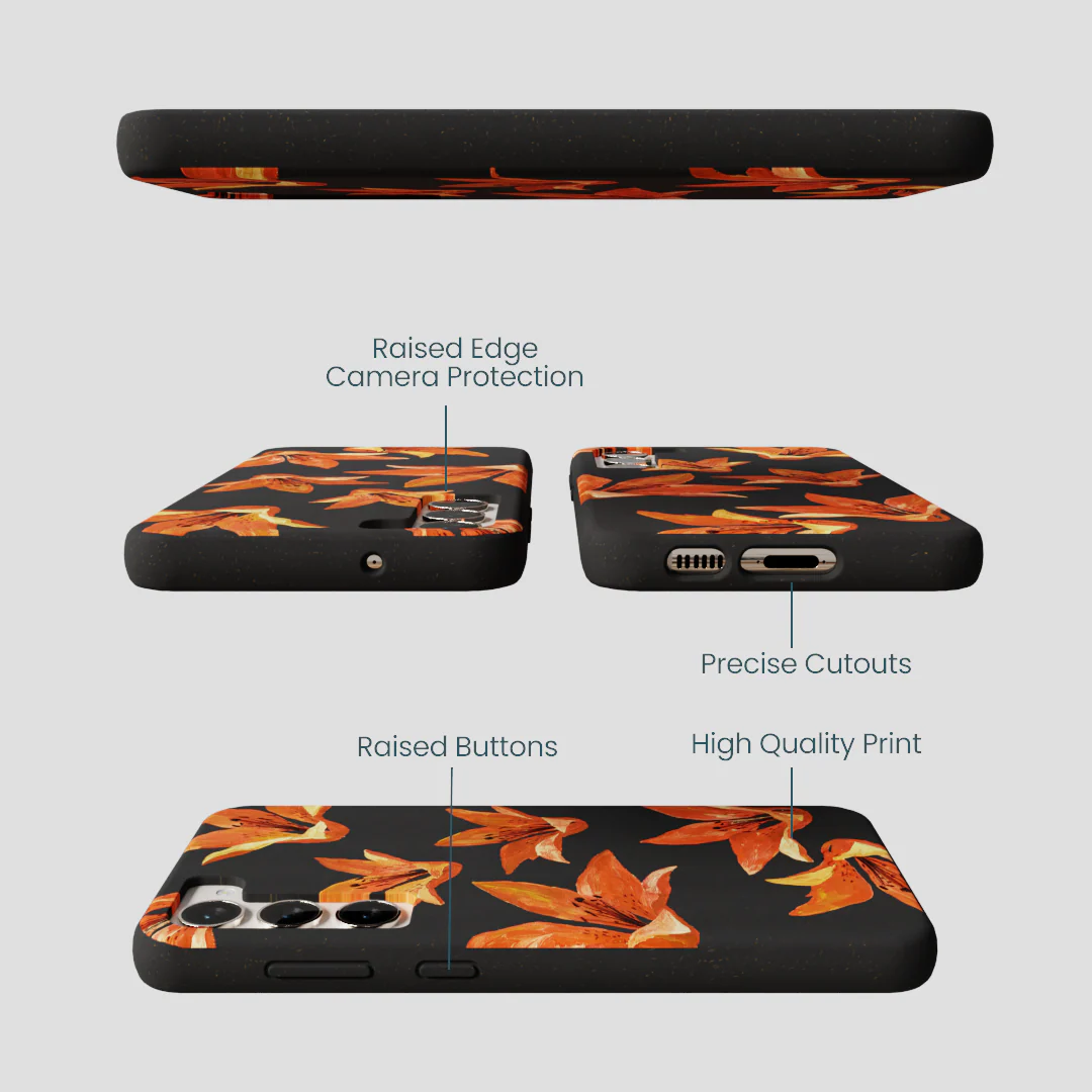 Black Tiger Lily Samsung Galaxy S23+(Plus) Case - Image 3