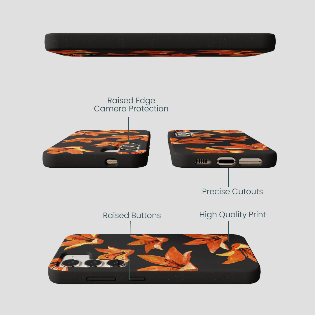 Black Tiger Lily Samsung Galaxy S24 Case - Image 3