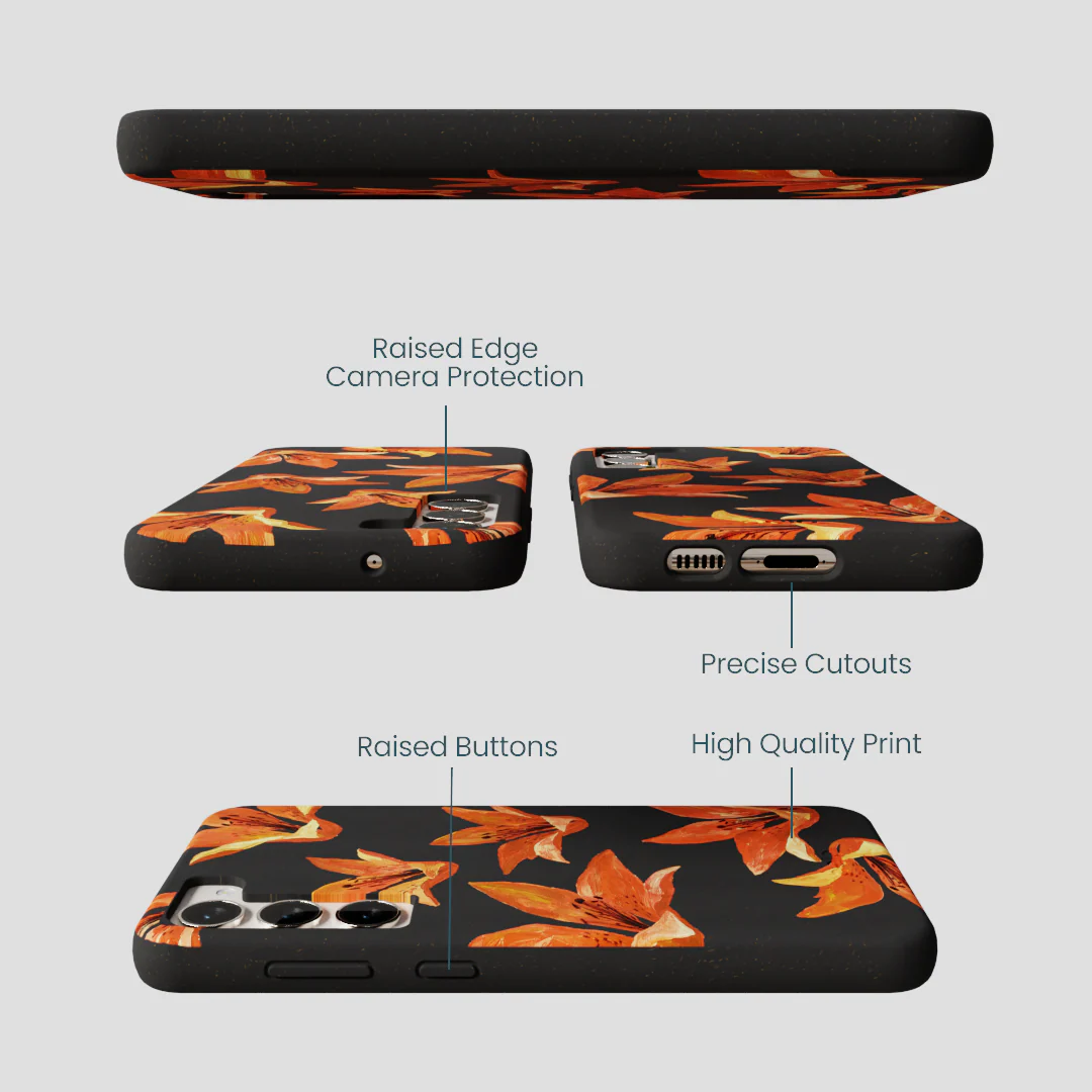Black Tiger Lily Samsung Galaxy S24+(Plus) Case - Image 3