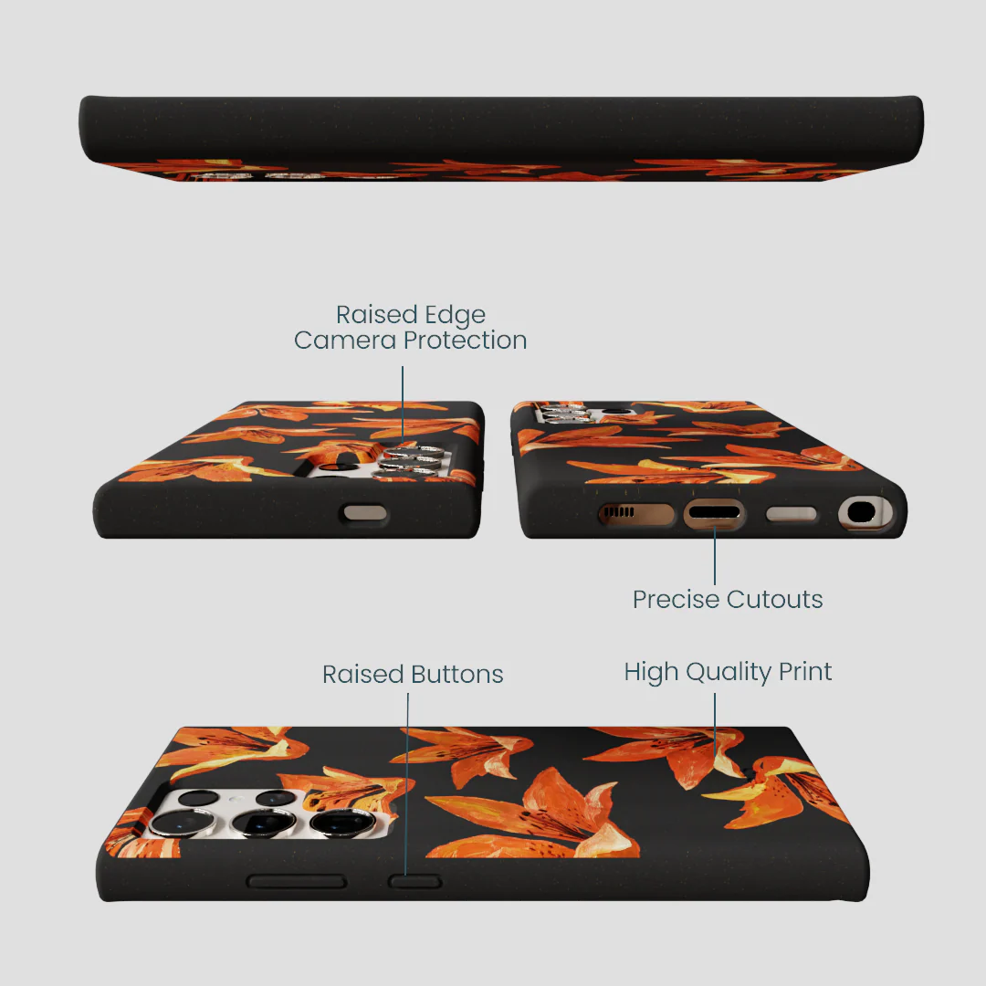 Black Tiger Lily Samsung Galaxy S24 Ultra Case - Image 3