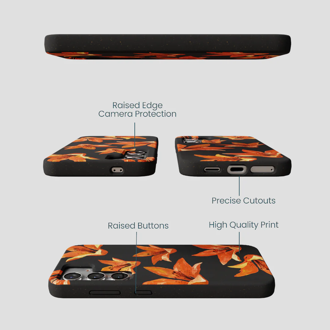 Black Tiger Lily Samsung Galaxy S25 Case - Image 3