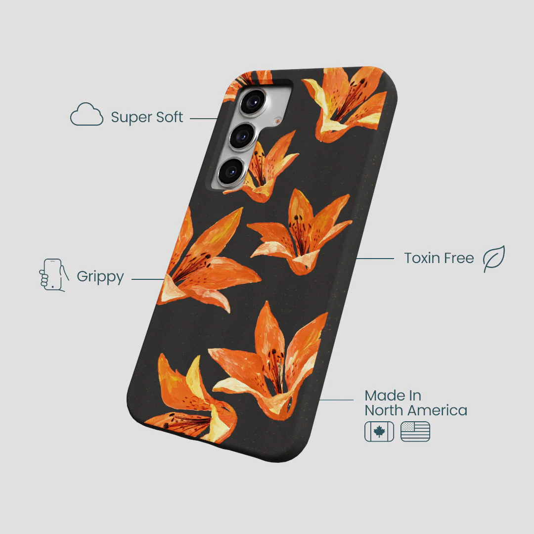 Black Tiger Lily Samsung Galaxy S25 Case - Image 4