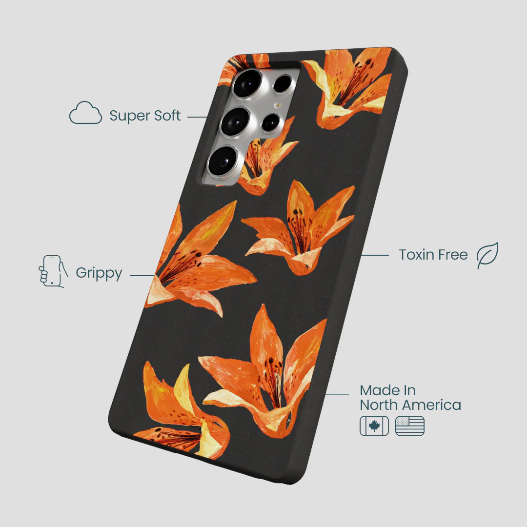 Black Tiger Lily Samsung Galaxy S25 Ultra Case - Image 4