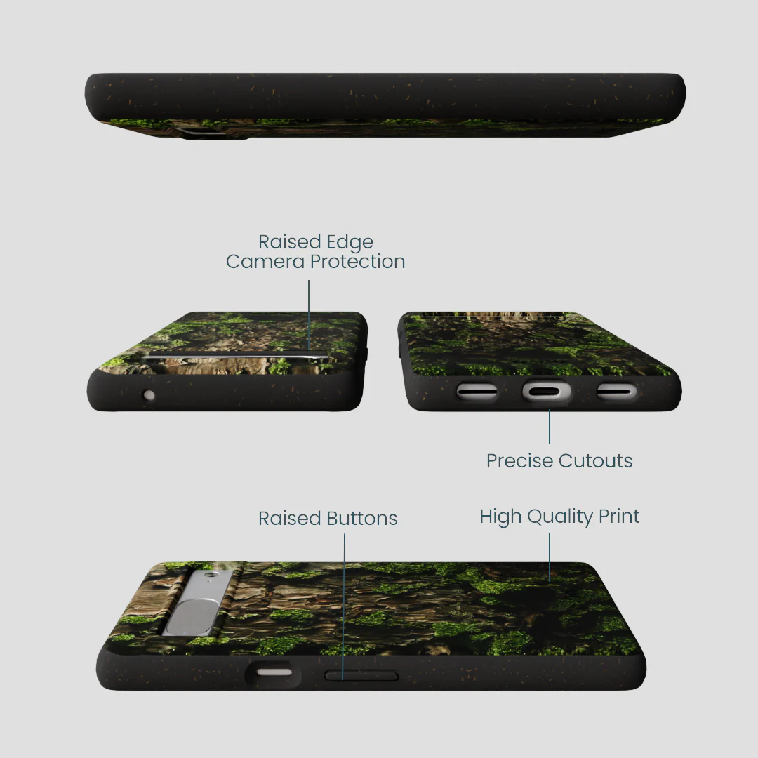 Black Tree Bark Google Pixel 7a Case - Image 3