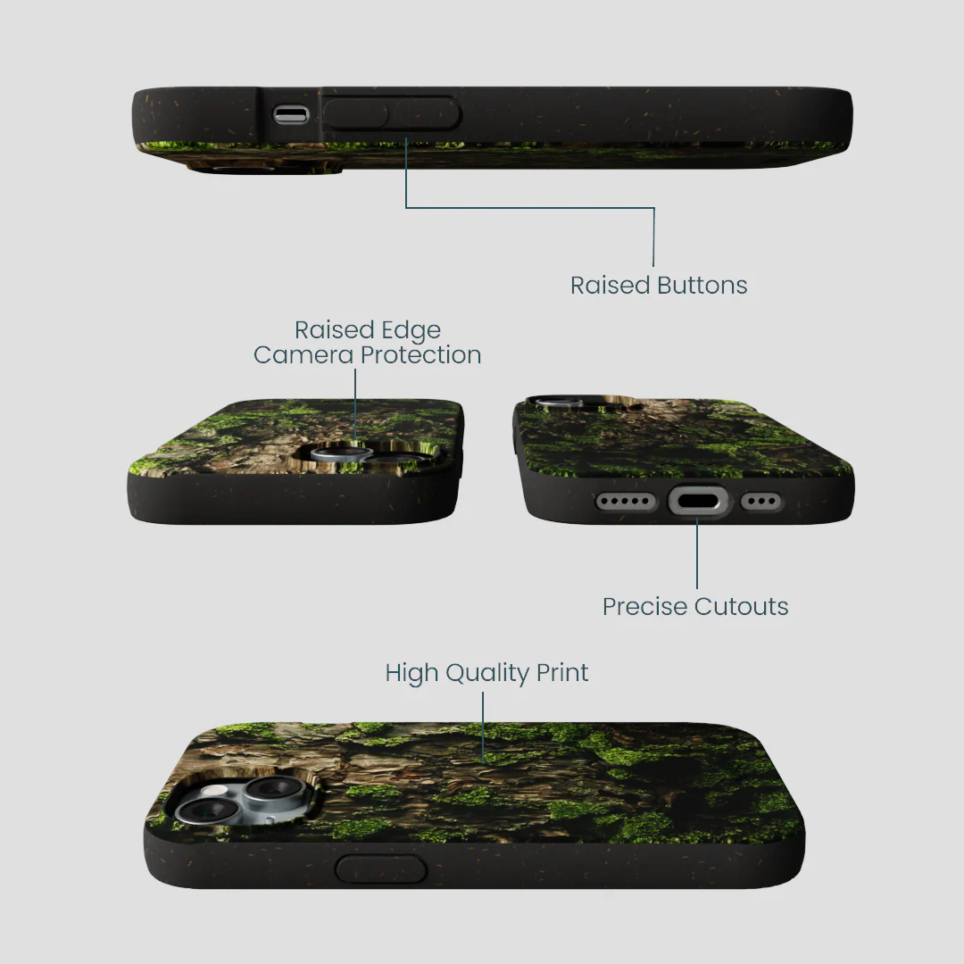 Black Tree Bark iPhone 14 Case - Image 3