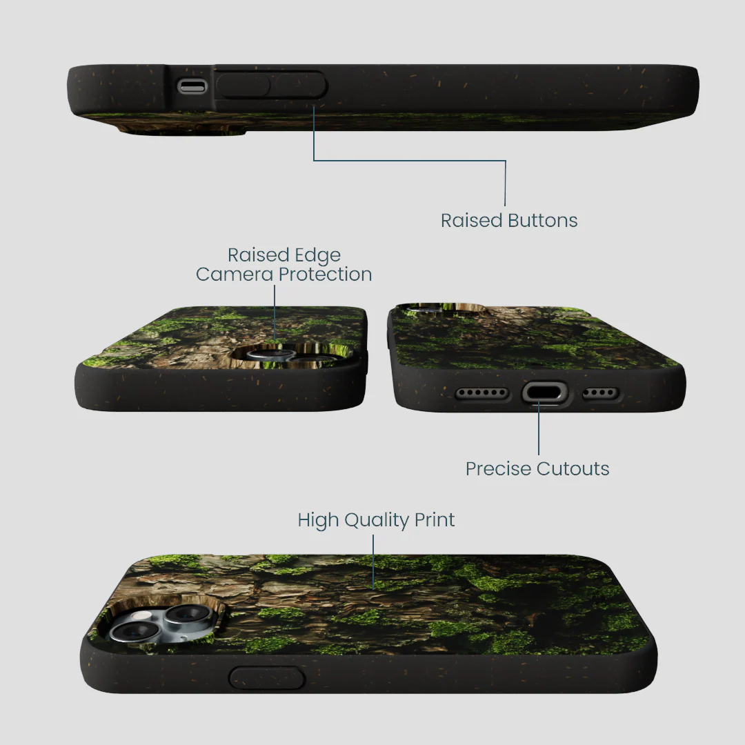 Black Tree Bark iPhone 15 Plus Case - Image 3