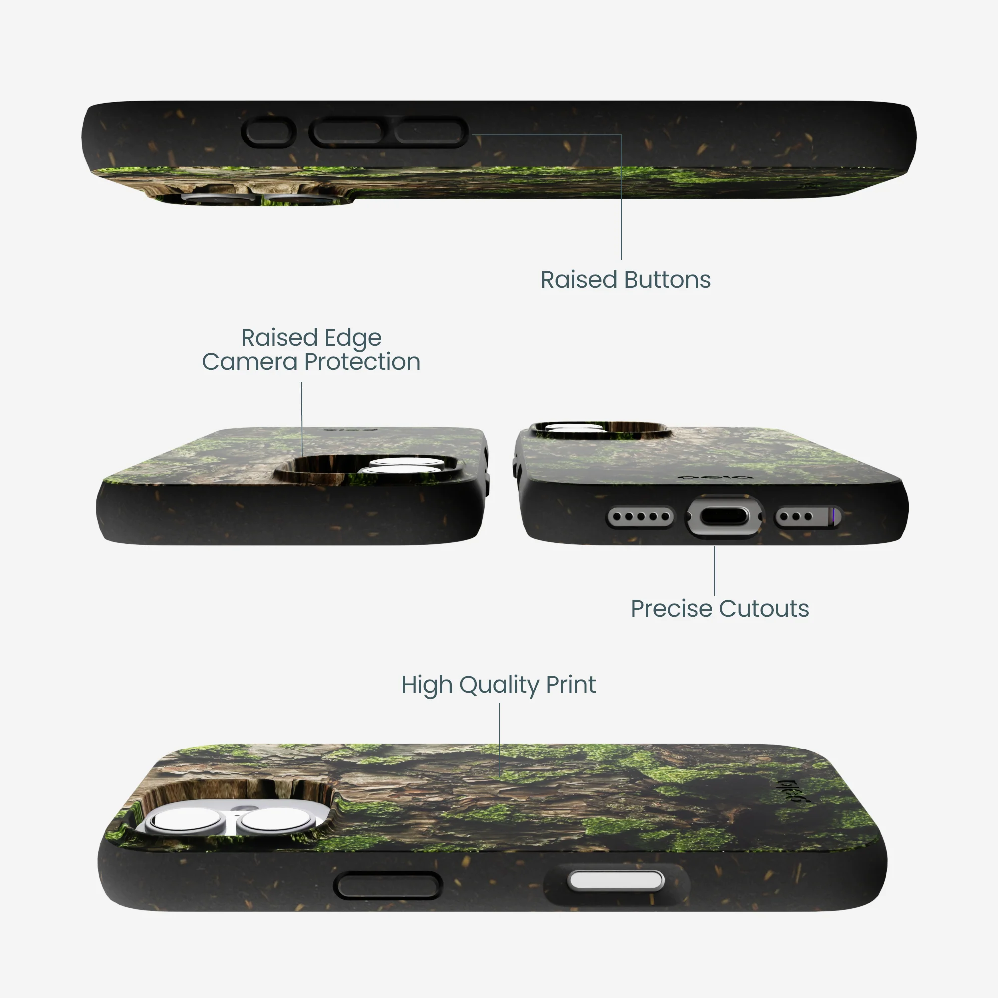 Black Tree Bark iPhone 17 Case - Image 3