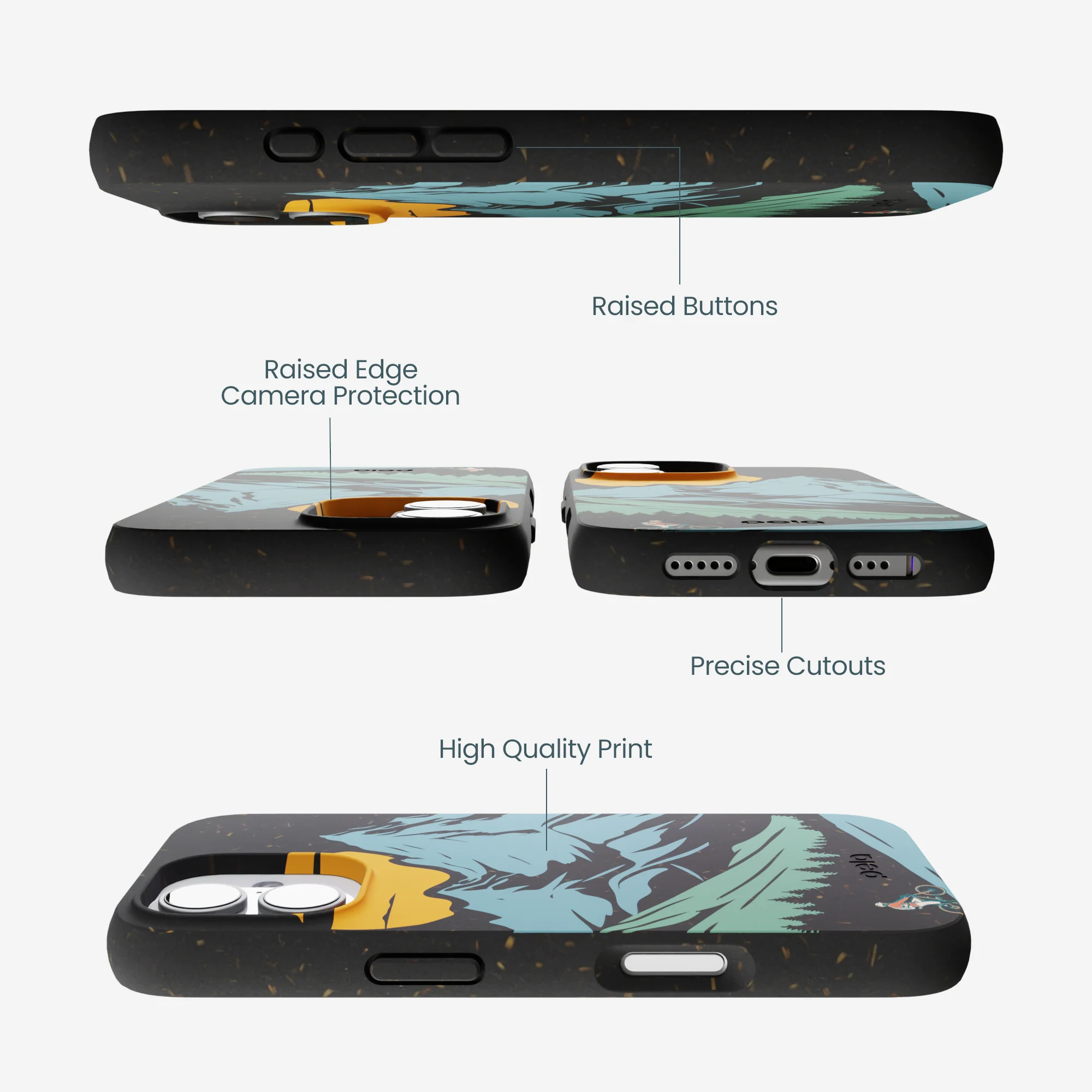 Black Vintage Peaks iPhone 17 Case - Image 3