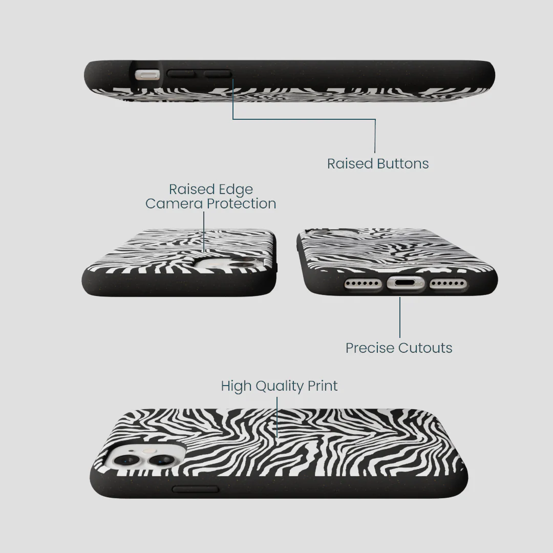 Black Zebra Lines iPhone 11 Case - Image 3