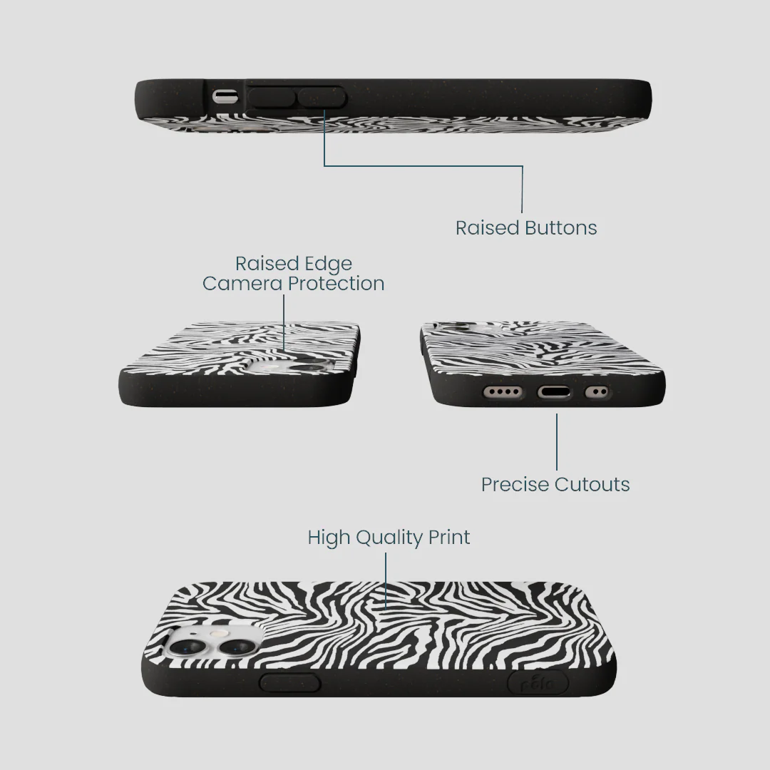 Black Zebra Lines iPhone 12 Mini Case - Image 3