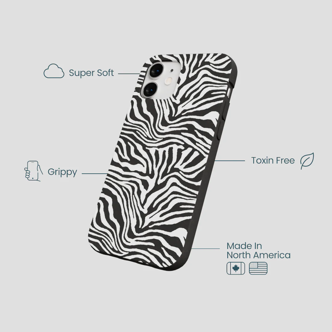 Black Zebra Lines iPhone 12 Mini Case - Image 4