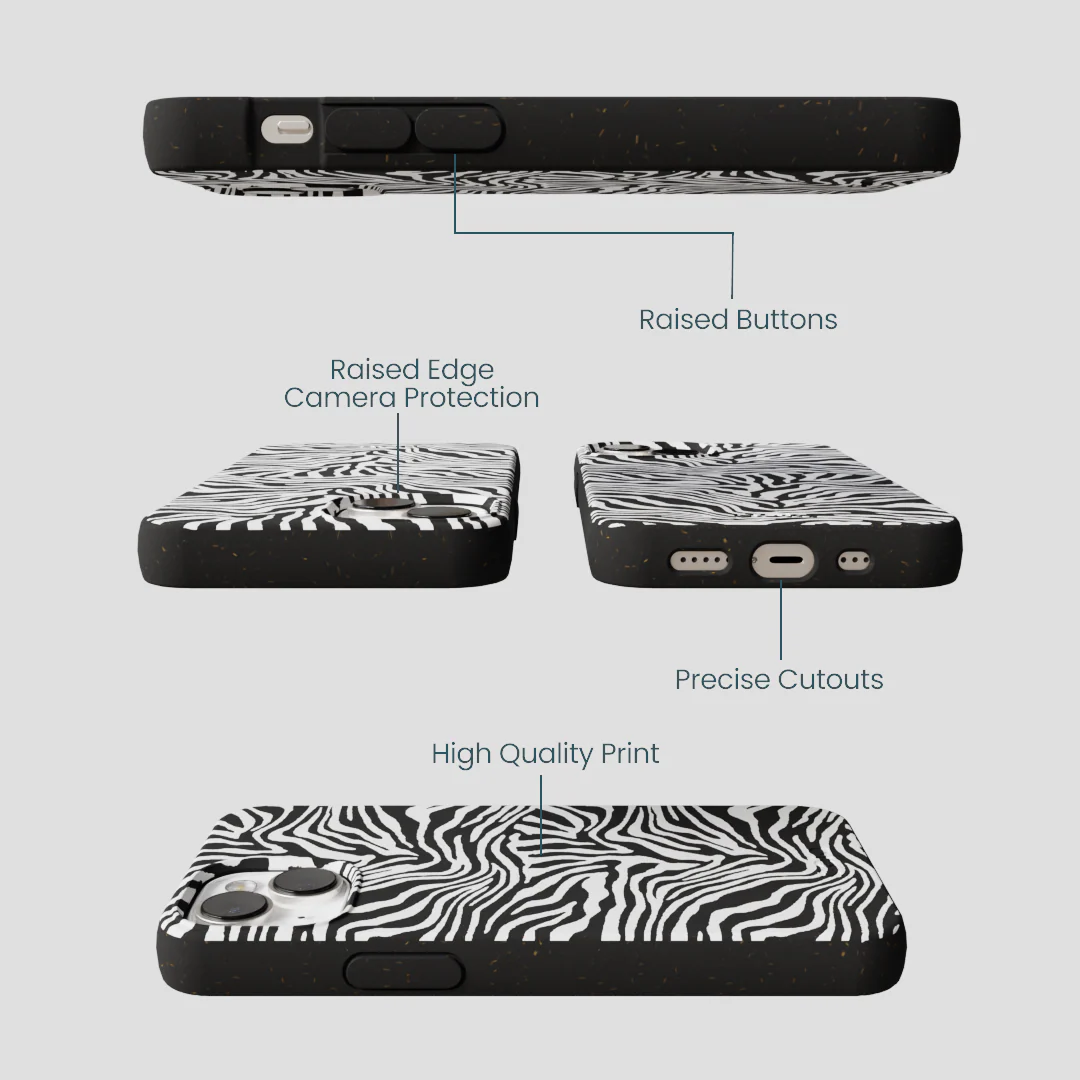 Black Zebra Lines iPhone 13 Case - Image 3