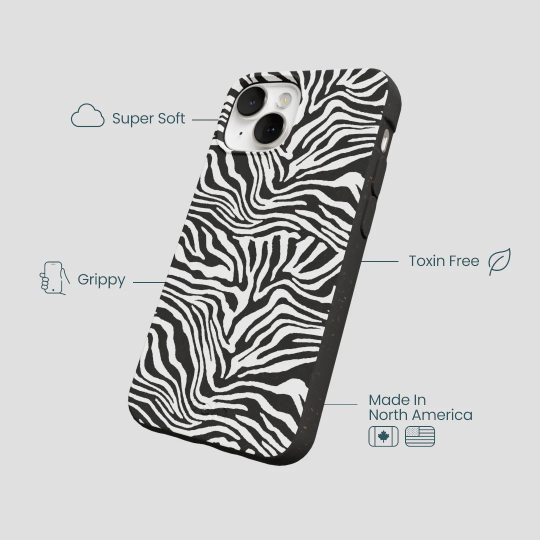 Black Zebra Lines iPhone 13 Case - Image 4
