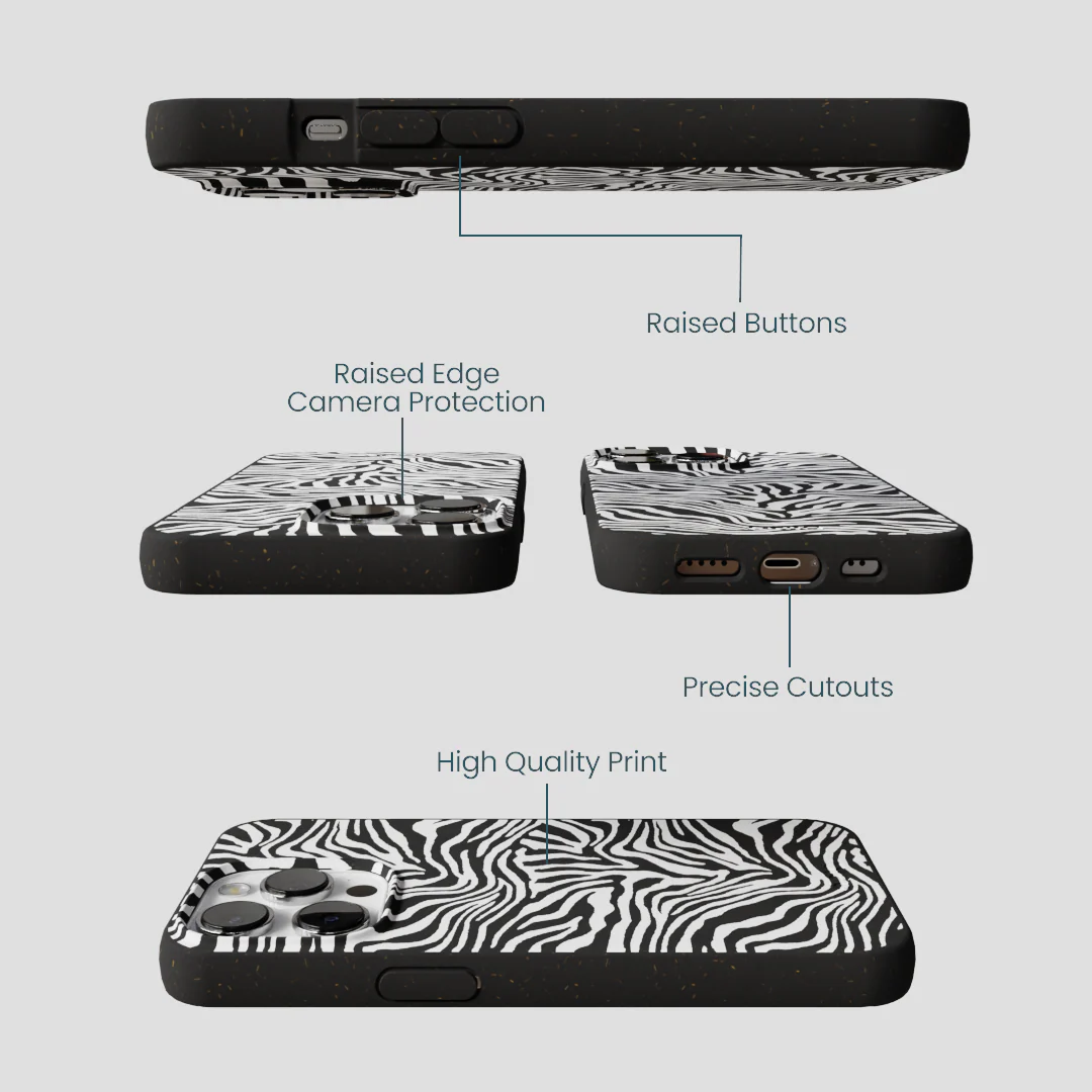 Black Zebra Lines iPhone 13 Pro Case - Image 3