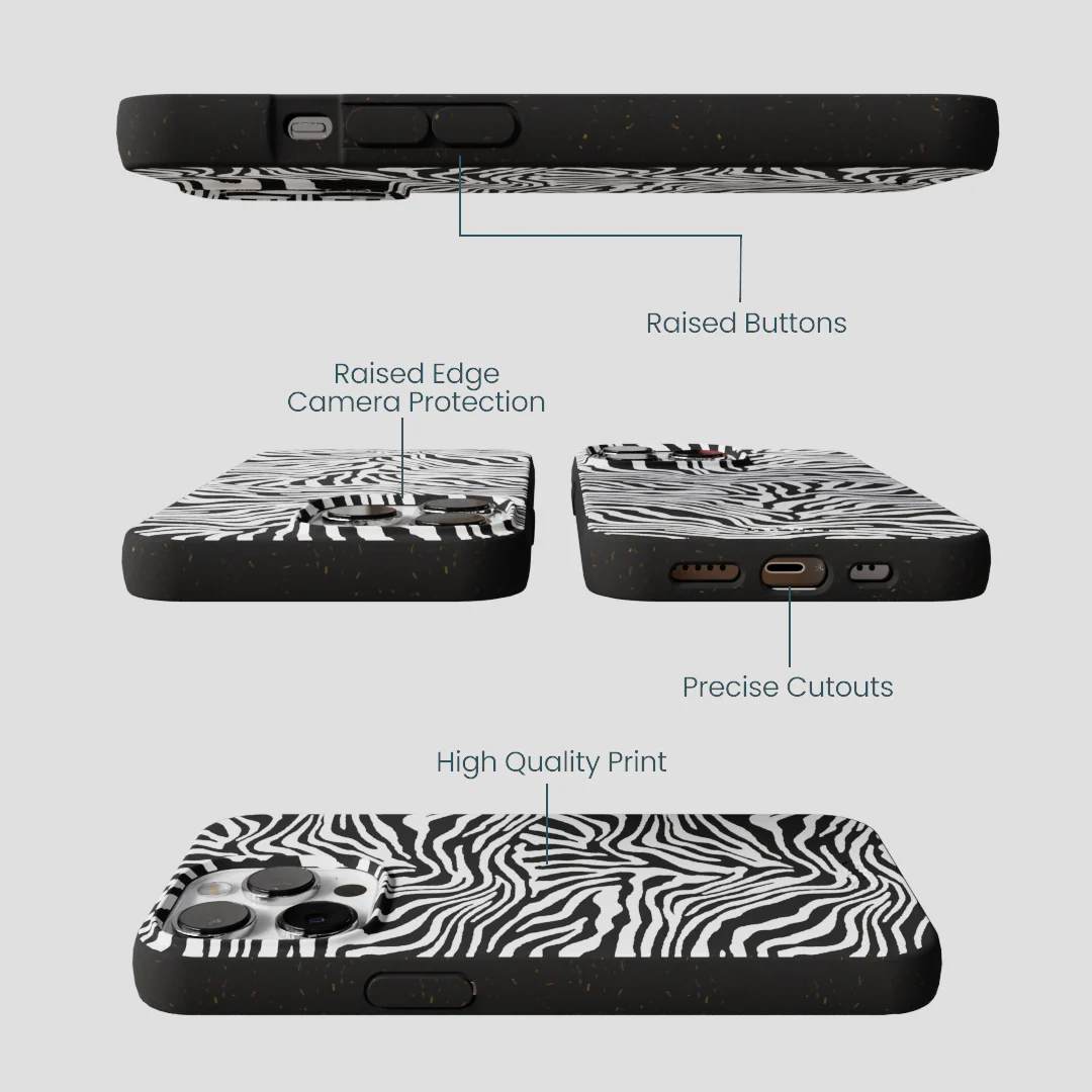 Black Zebra Lines iPhone 13 Pro Max Case - Image 3