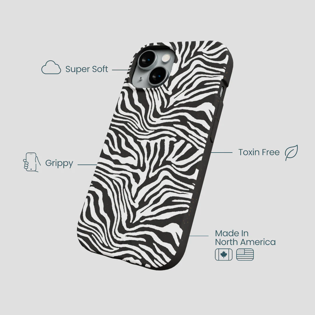 Black Zebra Lines iPhone 14 Case - Image 4