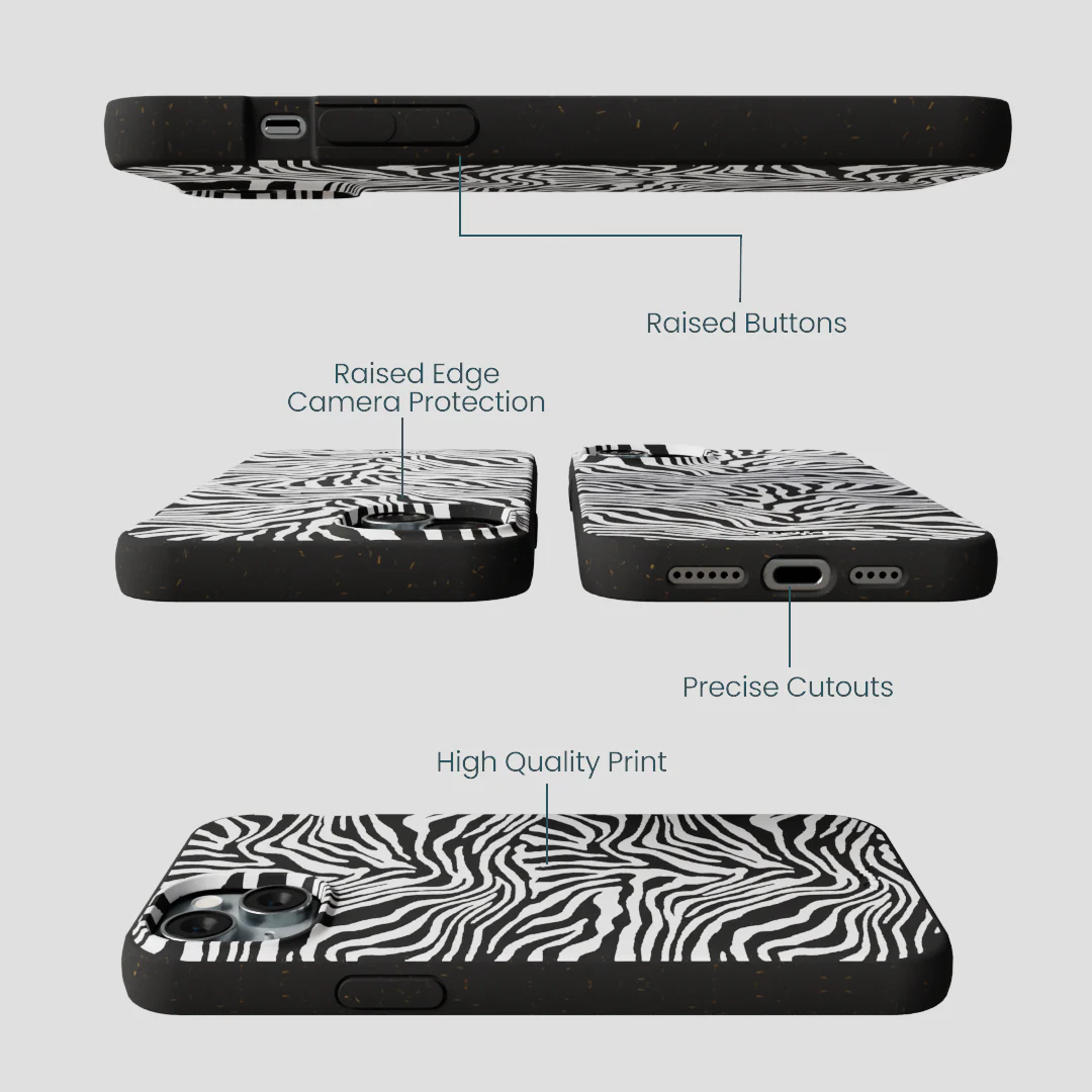 Black Zebra Lines iPhone 14 Plus Case - Image 3