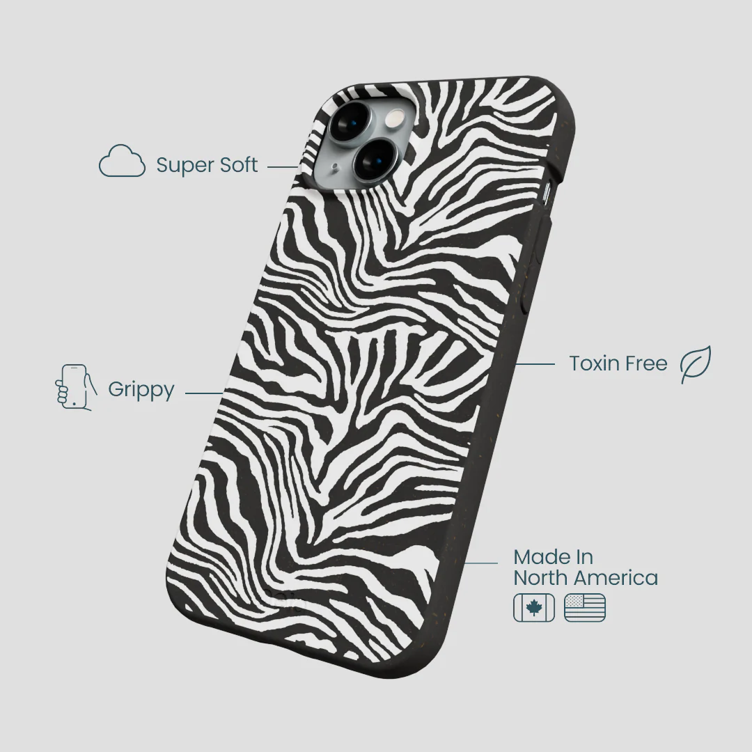 Black Zebra Lines iPhone 14 Plus Case - Image 4