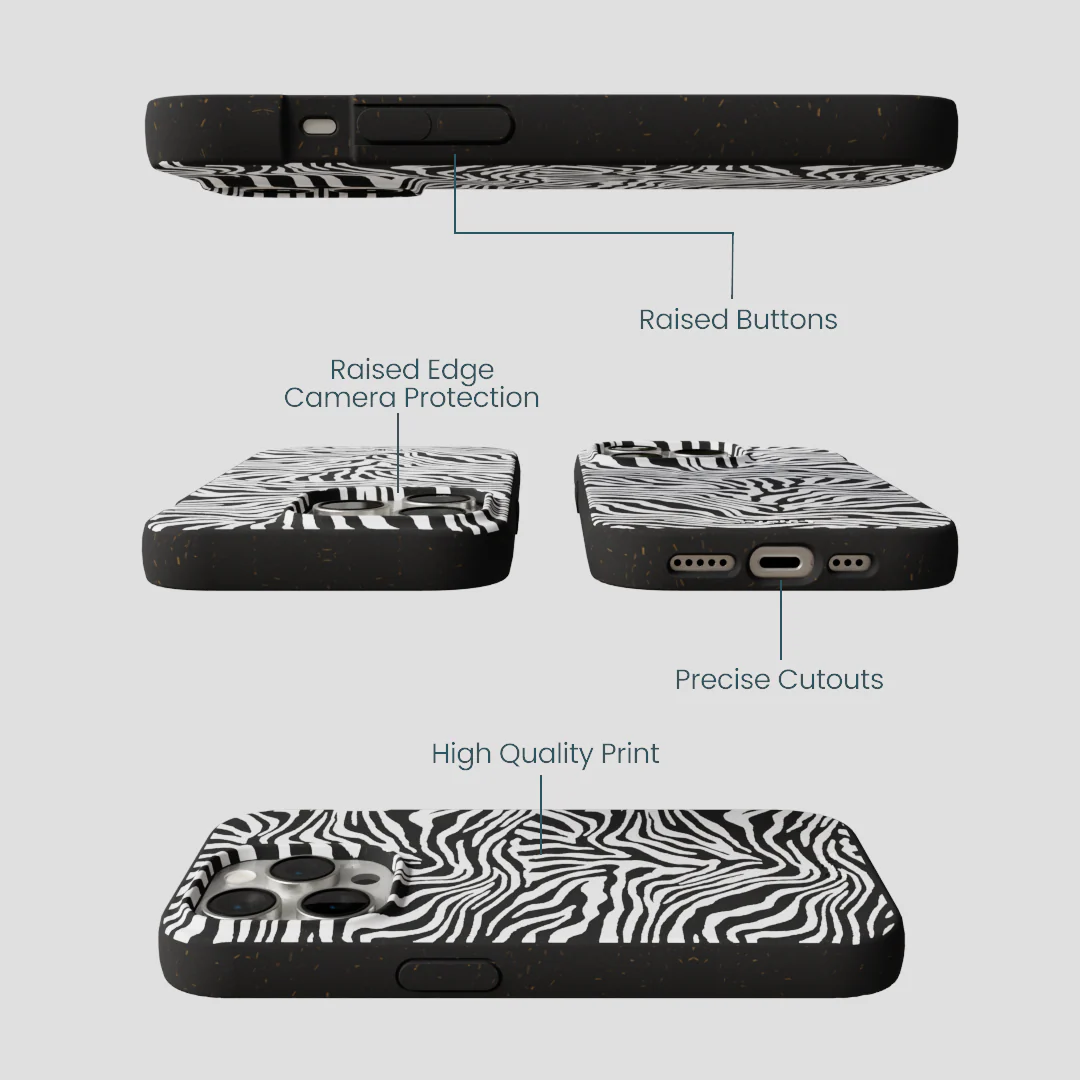 Black Zebra Lines iPhone 14 Pro Case - Image 3