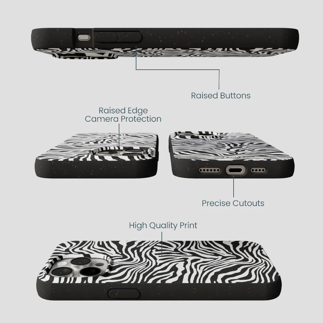 Black Zebra Lines iPhone 14 Pro Max Case - Image 3