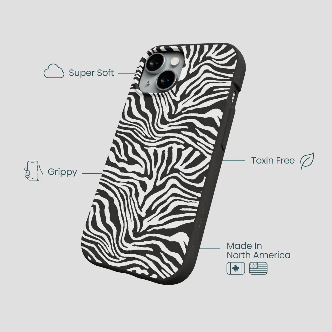 Black Zebra Lines iPhone 15 Case - Image 4