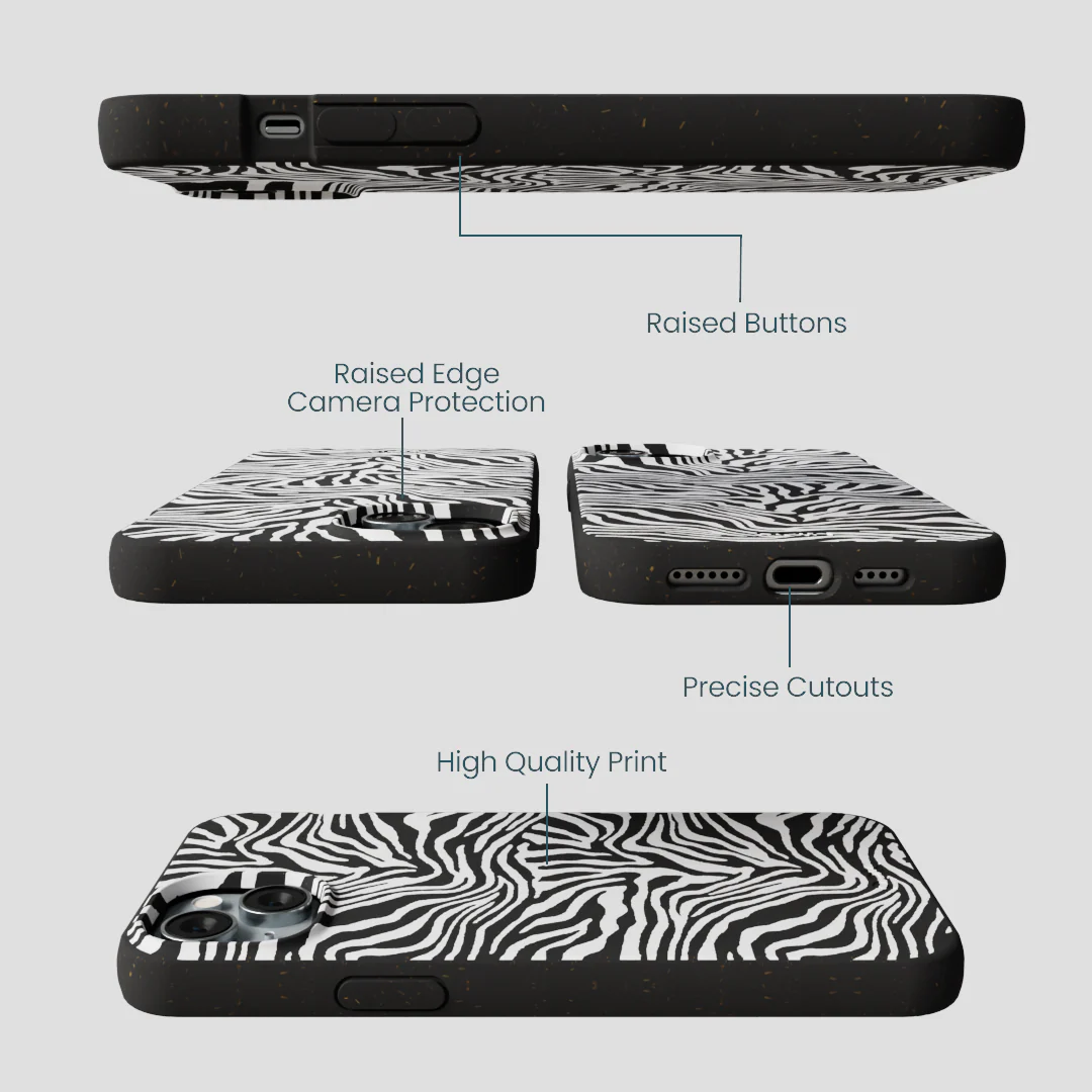 Black Zebra Lines iPhone 15 Plus Case - Image 3