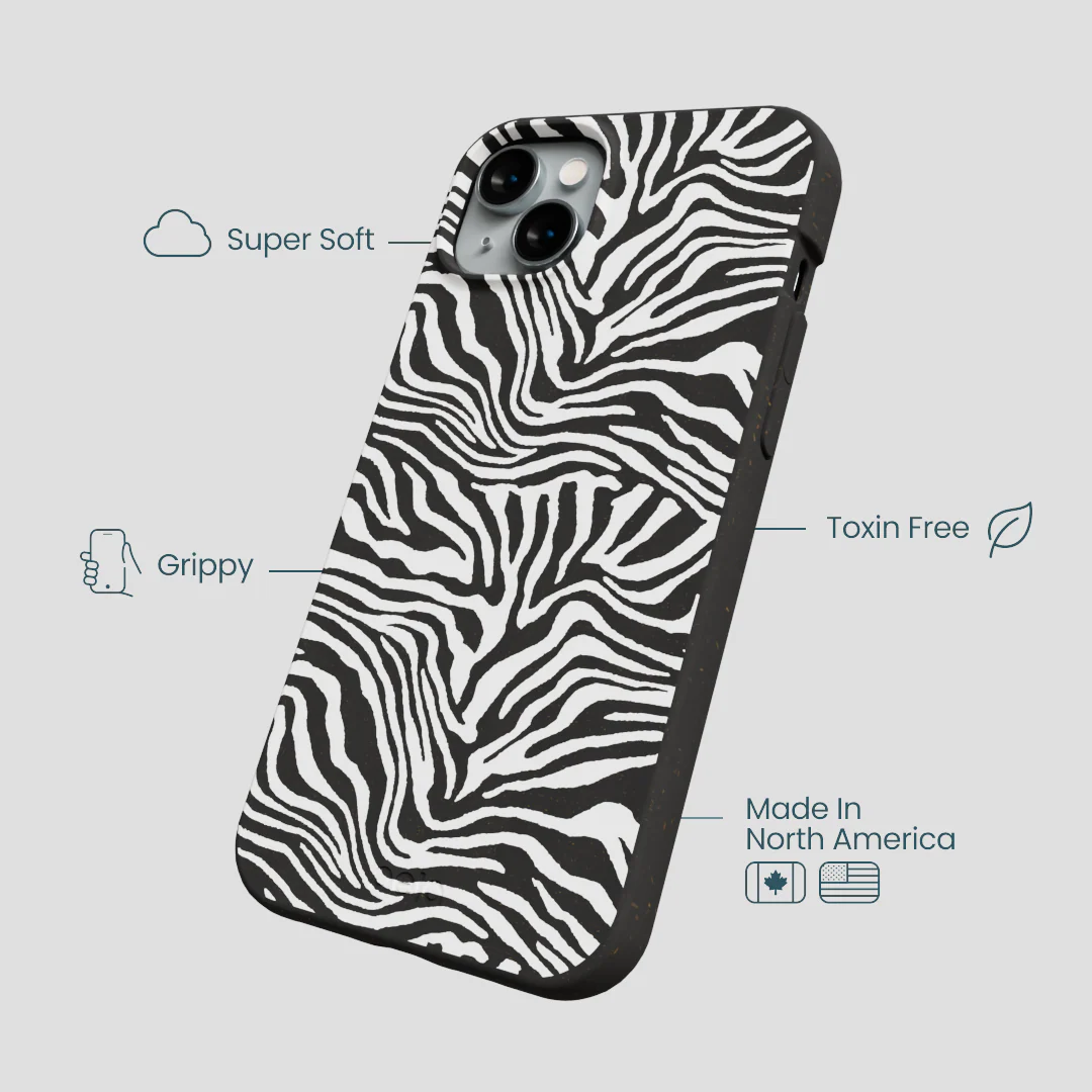 Black Zebra Lines iPhone 15 Plus Case - Image 4