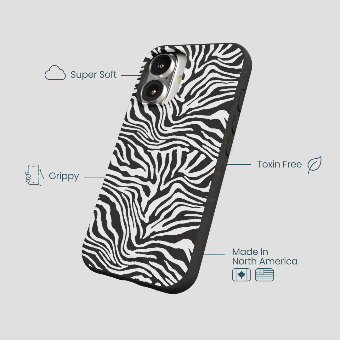 Black Zebra Lines iPhone 16 Case - Image 4
