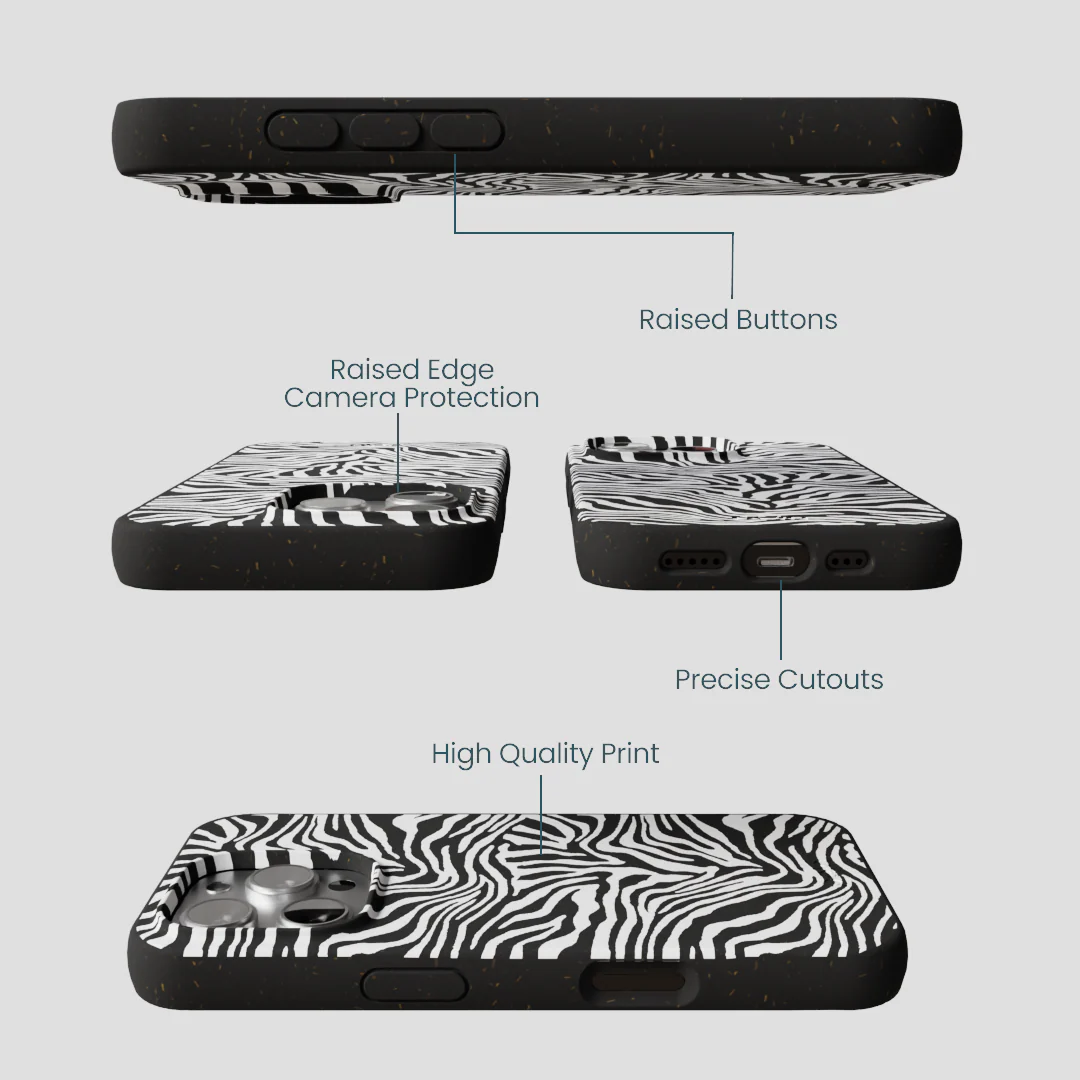 Black Zebra Lines iPhone 16 Pro Case - Image 3