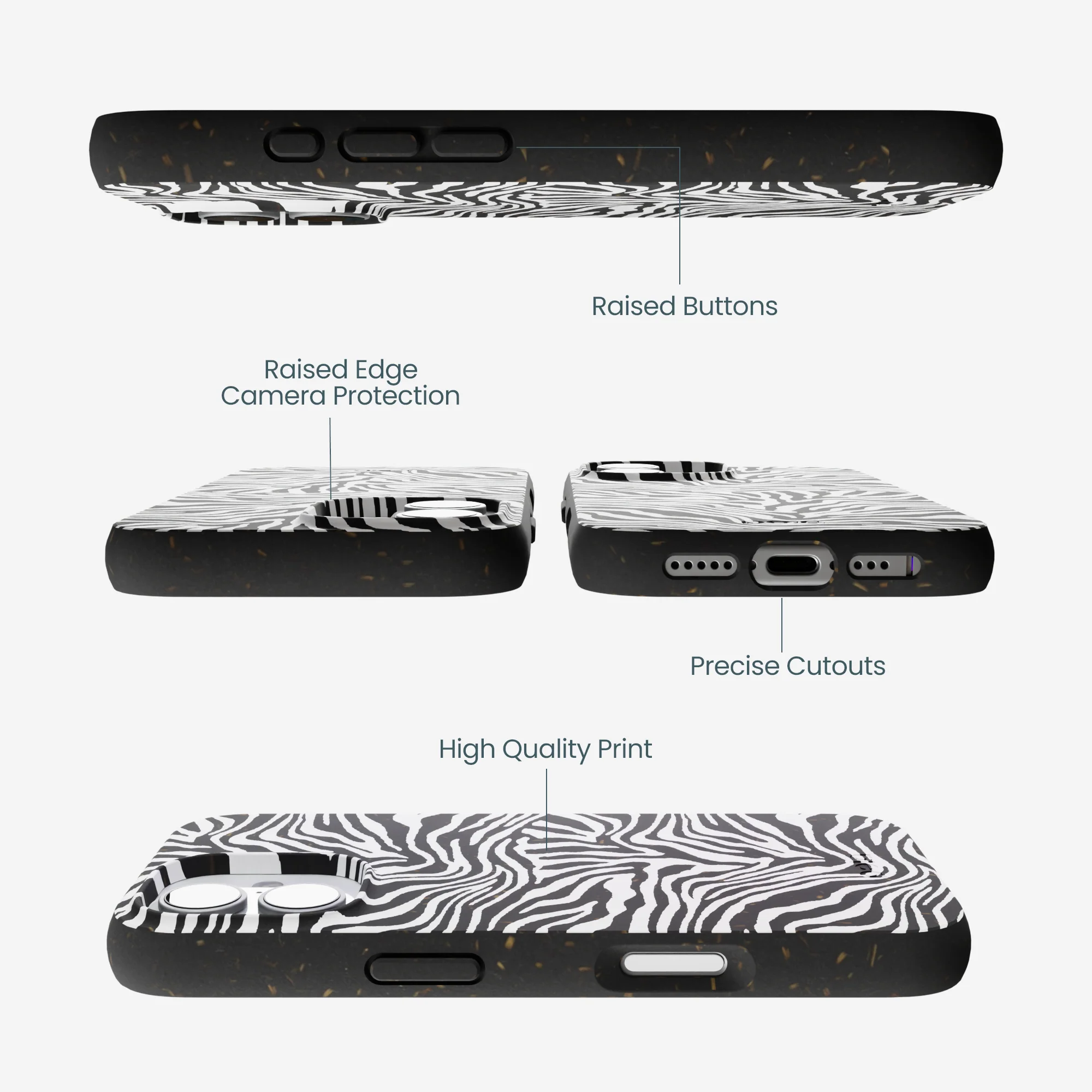Black Zebra Lines iPhone 17 Case - Image 3