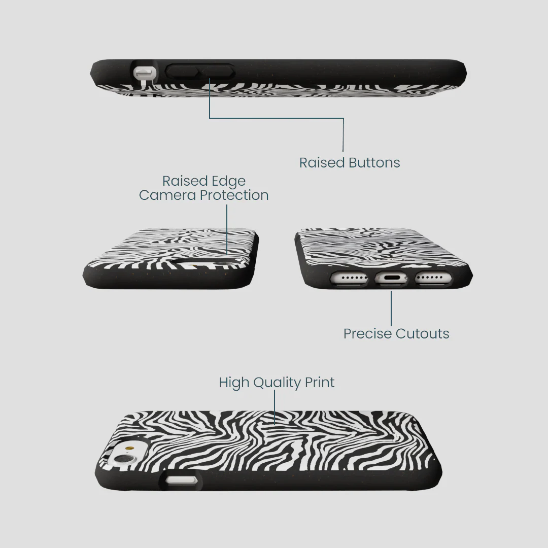 Black Zebra Lines iPhone 6/6s/7/8/SE Case - Image 3