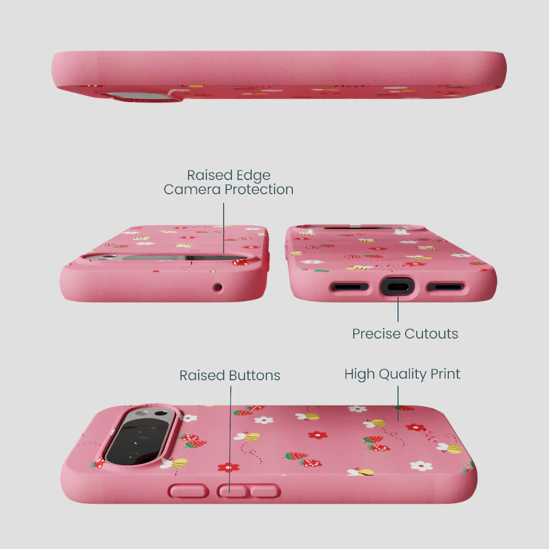 Bubblegum Pink Bees n Berries Google Pixel 10 Pro XL Case - Image 3