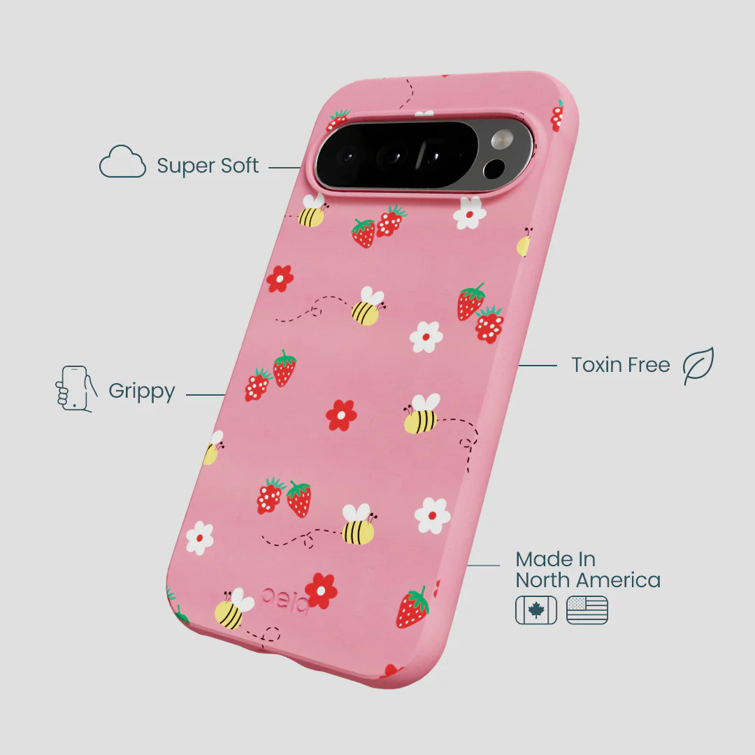 Bubblegum Pink Bees n Berries Google Pixel 10 Pro XL Case - Image 4