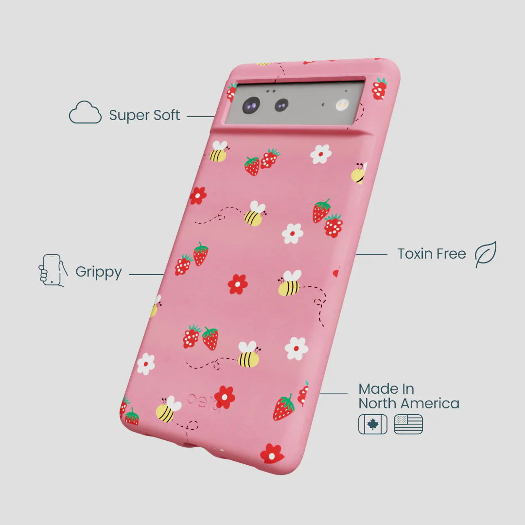 Bubblegum Pink Bees n Berries Google Pixel 6 Case - Image 4